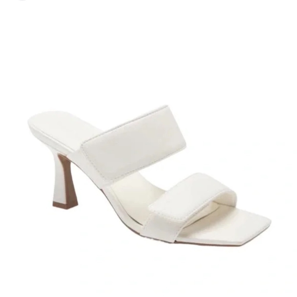 Open edit size 6.5 white  Double-Strap Square Toe Mid-Heel Mule